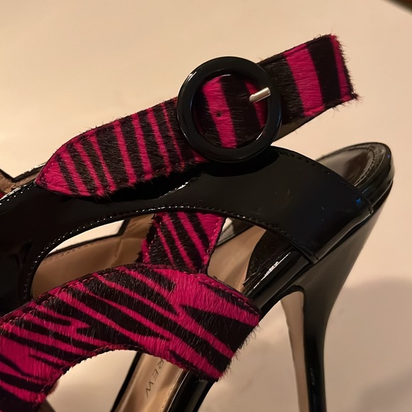Stunning Paul Andrew pink zebra print calf hair strappy heel size 7.5. - Picture 5 of 6